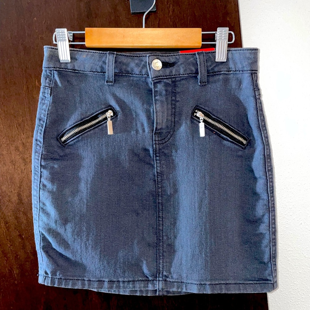 Guess Black Denim Mini Skirt with Zippers
